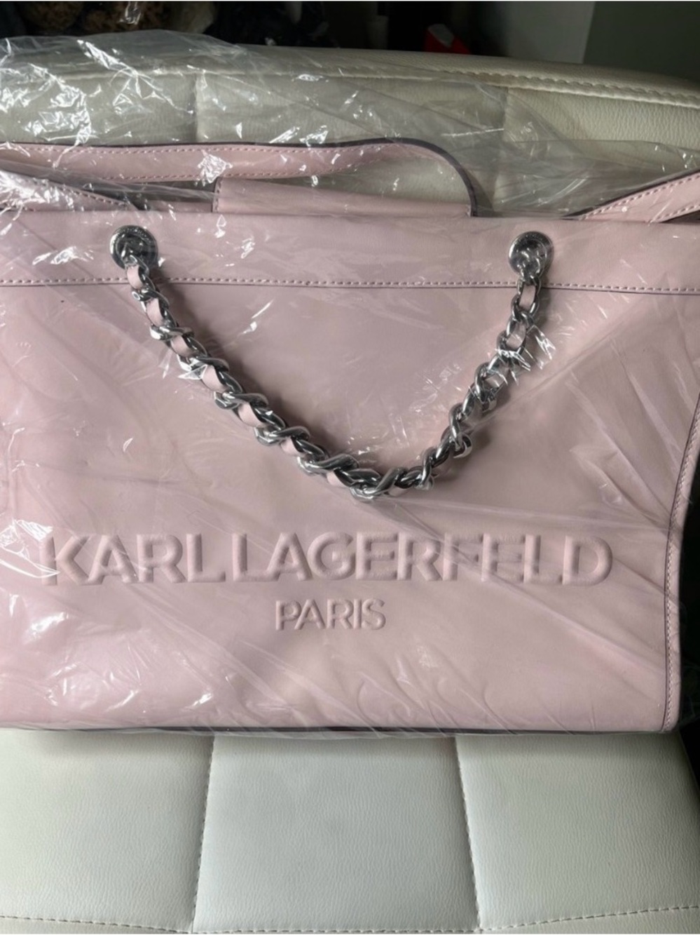 Karl Lagerfeld Paris Soft Pink Embossed Tote